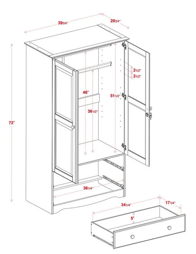 100% Solid Wood Smart Wardrobe Armoire