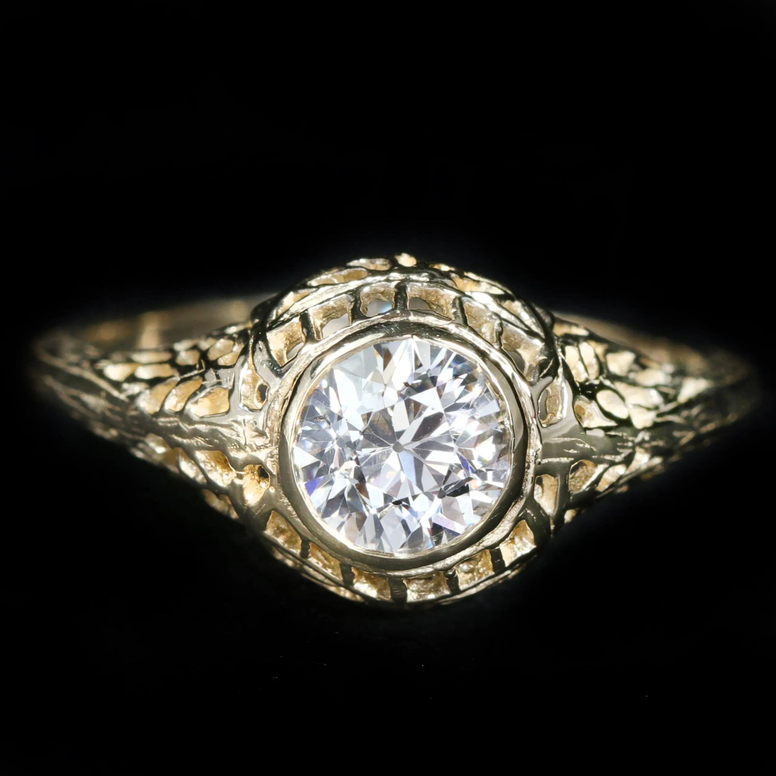 14K Yellow Gold 0.82 Carat Old European Cut Diamond Engagement Ring