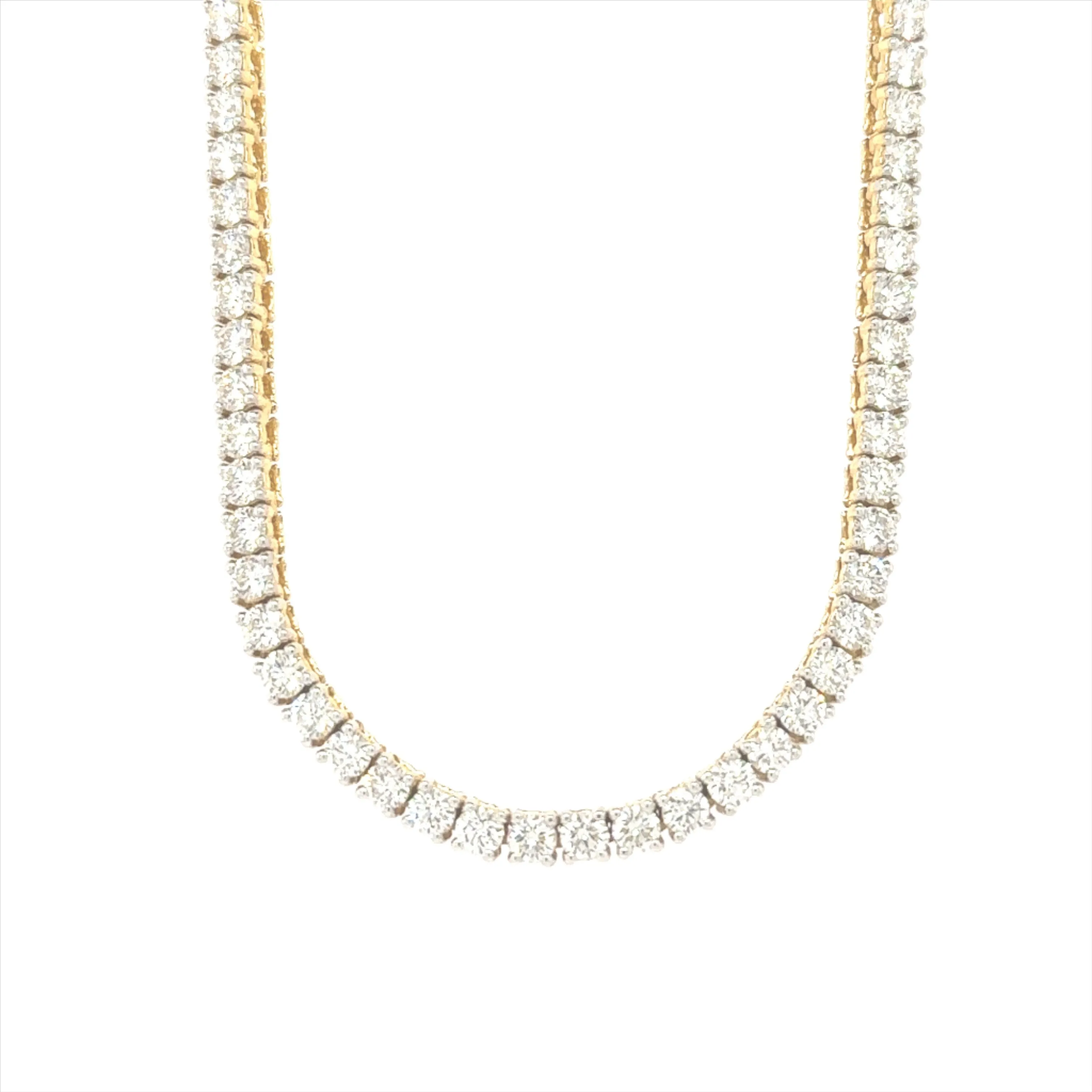 14K Yellow Gold 16.52ct Diamond Tennis Necklace (20-inch)