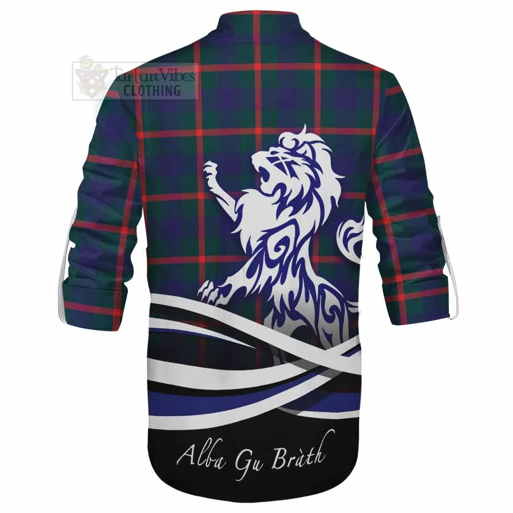 Agnew Tartan Ghillie Kilt Shirt with Alba Gu Brath Regal Lion Emblem