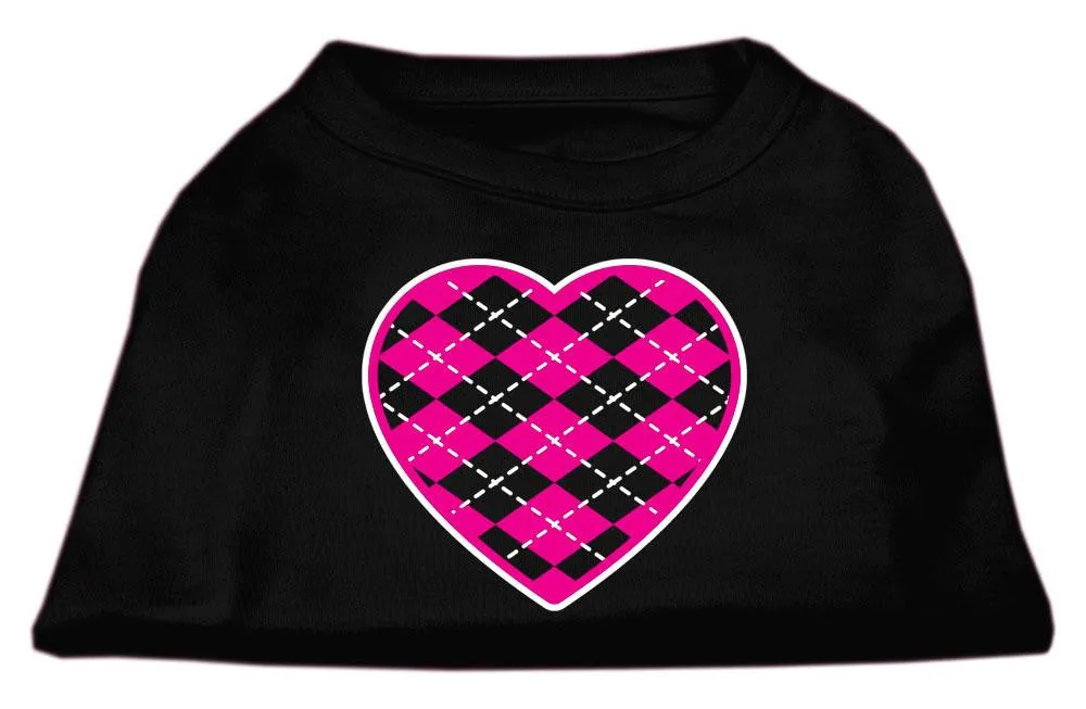 Argyle Heart Pink Screen Print Shirt Black Med (12)