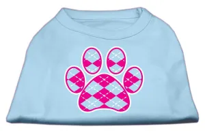 Argyle Paw Pink Screen Print Shirt Baby Blue XS (8)