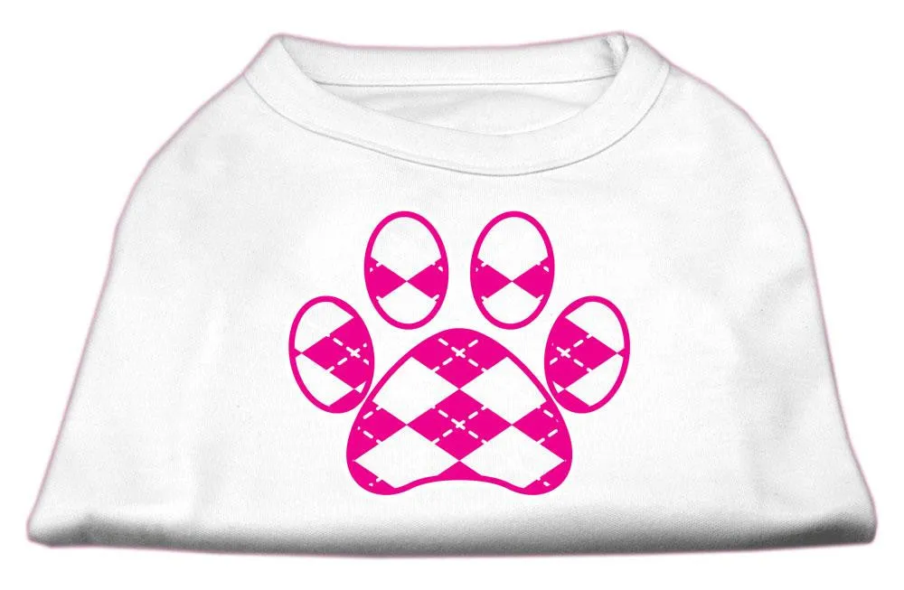 Argyle Paw Pink Screen Print Shirt White XL (16)