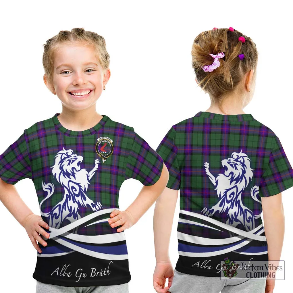 Armstrong Modern Tartan Kid T-Shirt with Alba Gu Brath Regal Lion Emblem