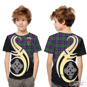 Armstrong Modern Tartan Kid T-Shirt with Family Crest and Celtic Symbol Style