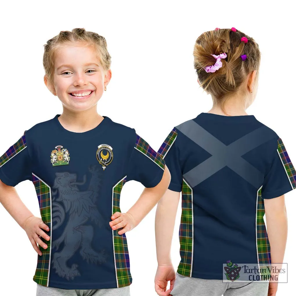 Arnott Tartan Kid T-Shirt with Family Crest and Lion Rampant Vibes Sport Style