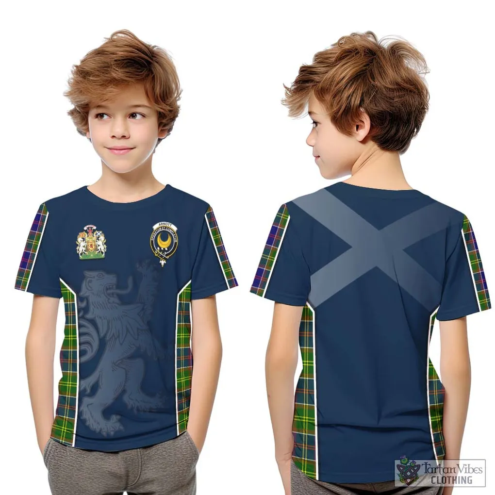 Arnott Tartan Kid T-Shirt with Family Crest and Lion Rampant Vibes Sport Style