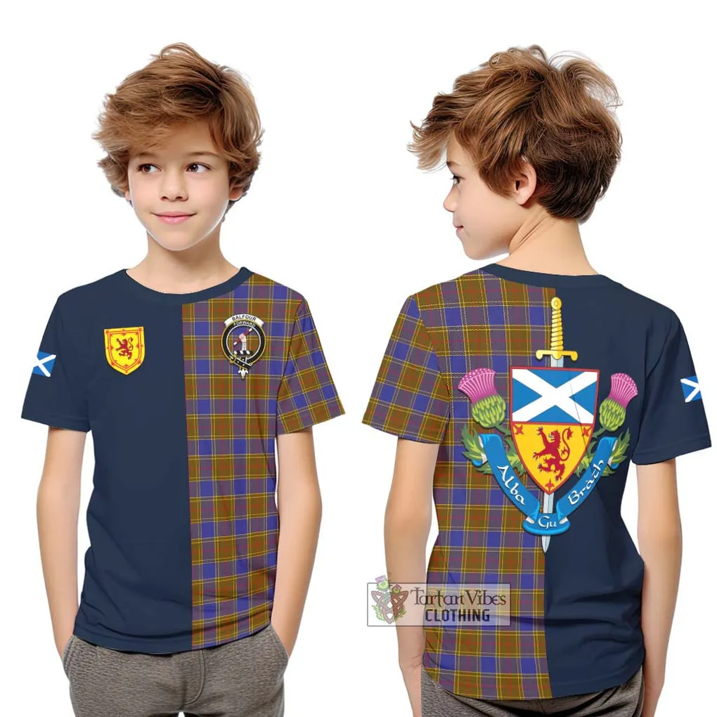 Balfour Tartan Kid T-Shirt Alba with Scottish Lion Royal Arm Half Style