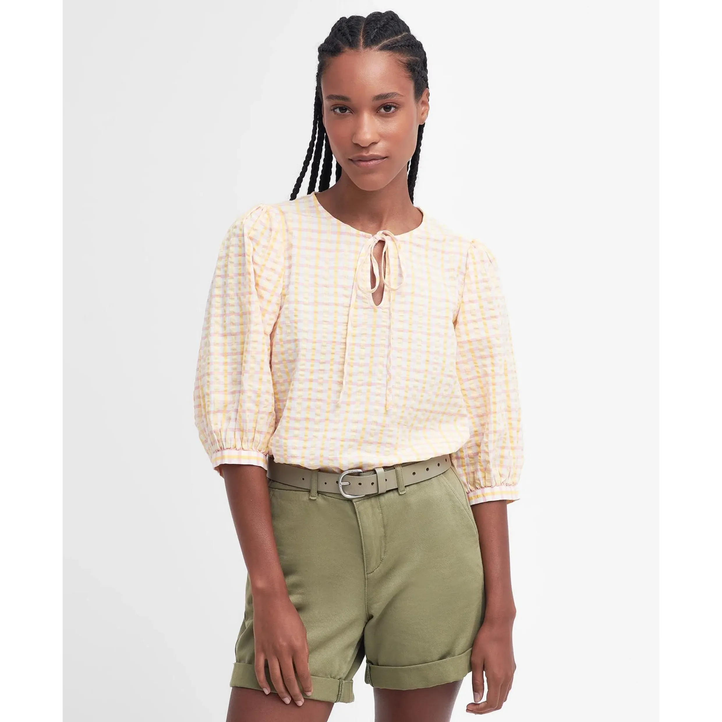 Barbour Belmont Blouse Top Mallow Pink Check LSH1609PI31