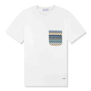 Belier Zag Print White Yellow Pocket T Shirt