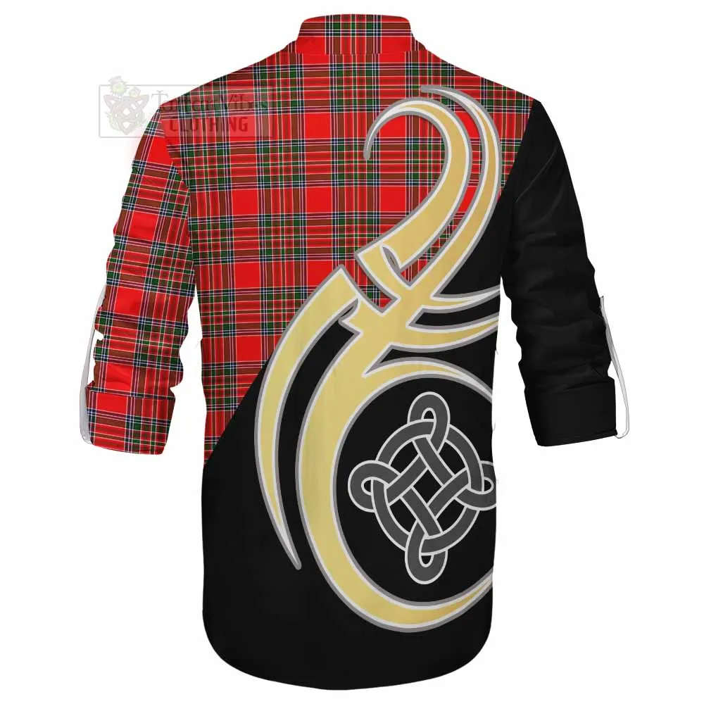 Binning Tartan Ghillie Kilt Shirt with Family Crest and Celtic Symbol Style