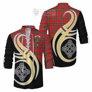 Binning Tartan Ghillie Kilt Shirt with Family Crest and Celtic Symbol Style