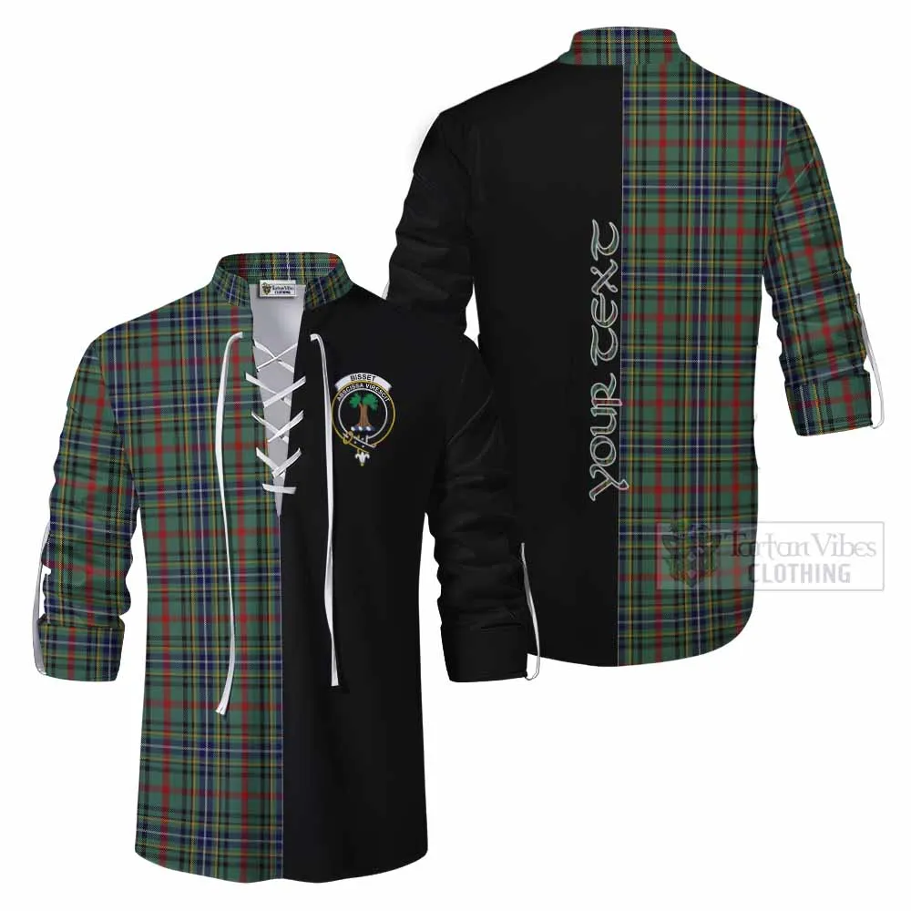 Bisset Tartan Ghillie Kilt Shirt with Family Crest and Half Of Me Style