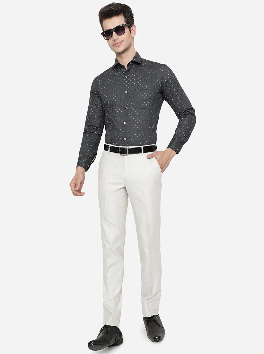 Black & Grey Printed Slim Fit Formal Shirt | Greenfibre