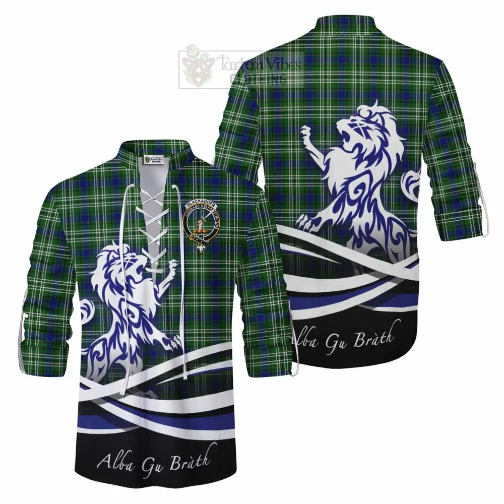 Blackadder Tartan Ghillie Kilt Shirt with Alba Gu Brath Regal Lion Emblem