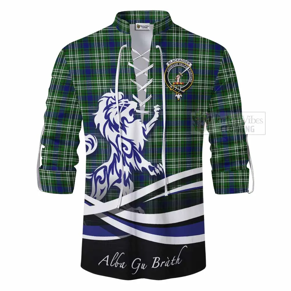 Blackadder Tartan Ghillie Kilt Shirt with Alba Gu Brath Regal Lion Emblem