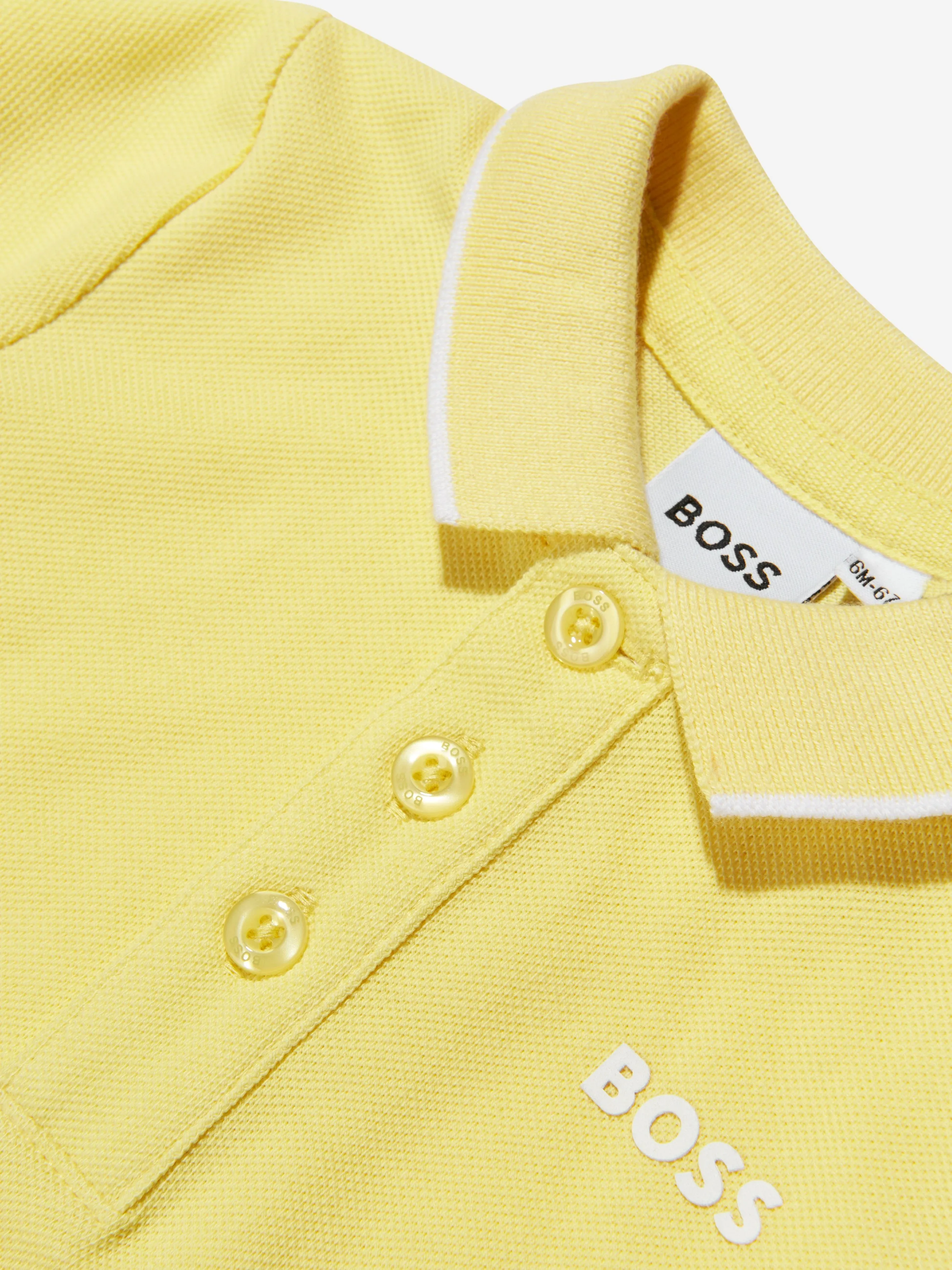 BOSS Baby Boys Pique Polo Shirt In Yellow