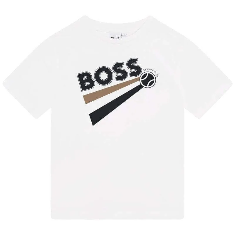 Boys White Logo Short Sleeve T-shirt