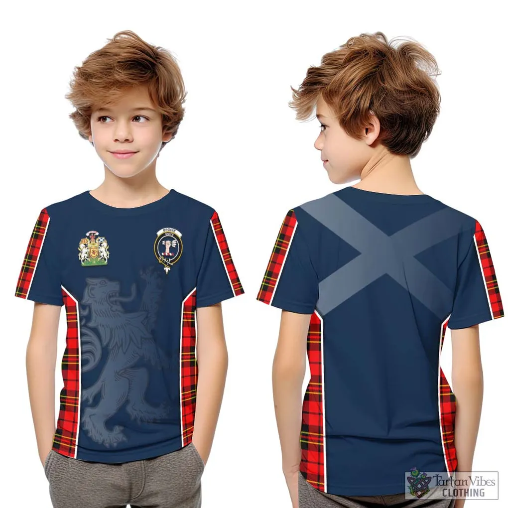 Brodie Modern Tartan Kid T-Shirt with Family Crest and Lion Rampant Vibes Sport Style