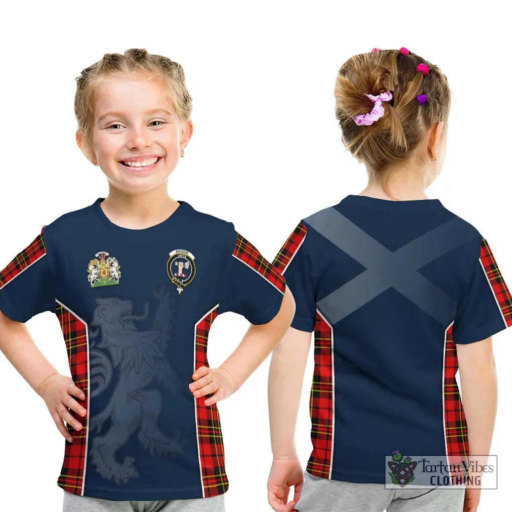 Brodie Modern Tartan Kid T-Shirt with Family Crest and Lion Rampant Vibes Sport Style