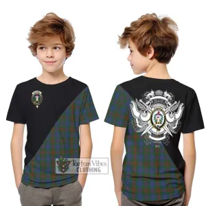 Buchanan Hunting Tartan Kid T-Shirt with Family Crest and Military Logo Style