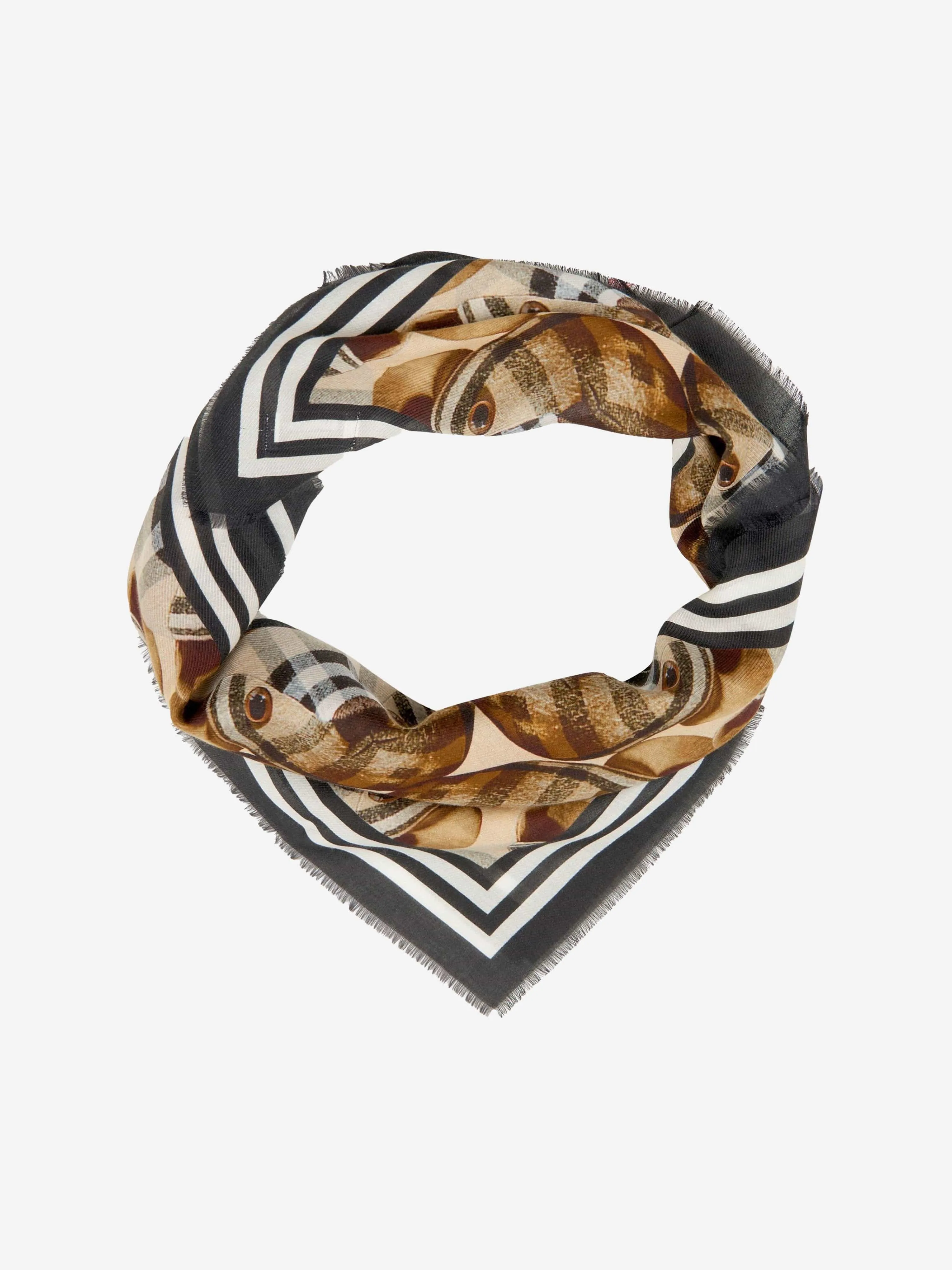 Burberry Unisex Bear Print Silk Scarf