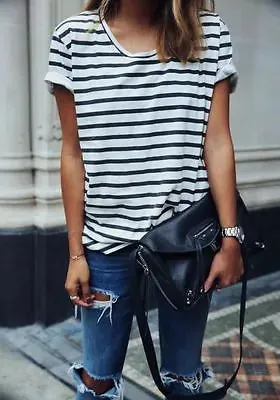 Casual Short Sleeve Striped Shirt