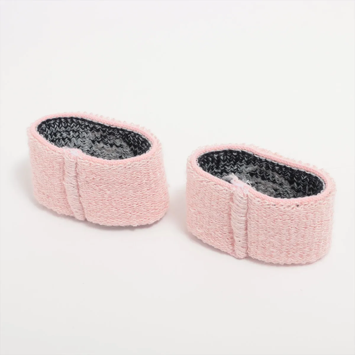 Chanel Coco CC Logo Knit Headband & Wristband Set Pink x Black