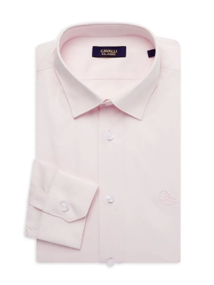 Classic Slim Fit Shirt with Cavalli Class Logo By Roberto Cavalli, Pink