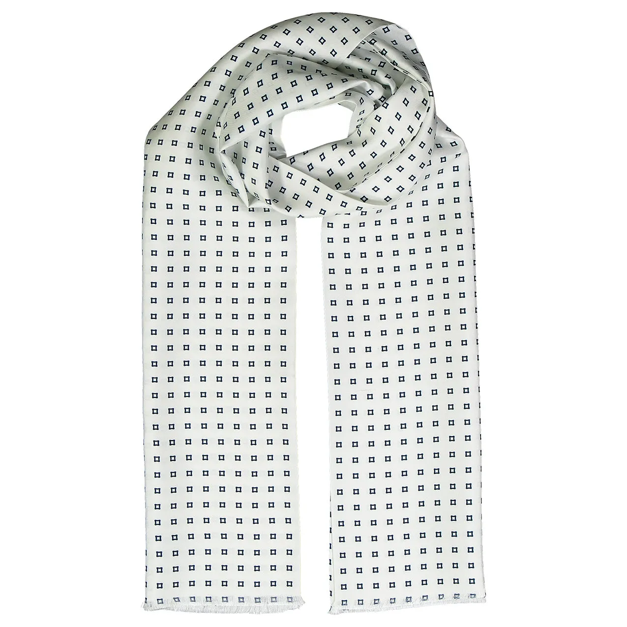 Classic white tubular  scarf pure silk