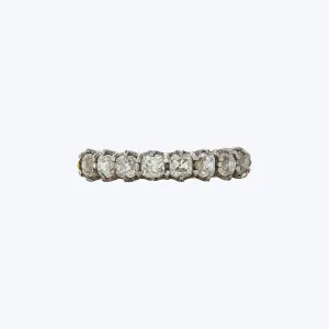 Contemporary Platinum and 18K Yellow Gold Old Mine Cut Diamond Band