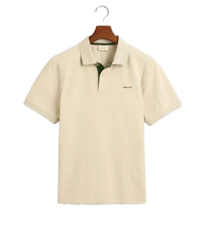 Contrast Piqué Polo Shirt - Beige