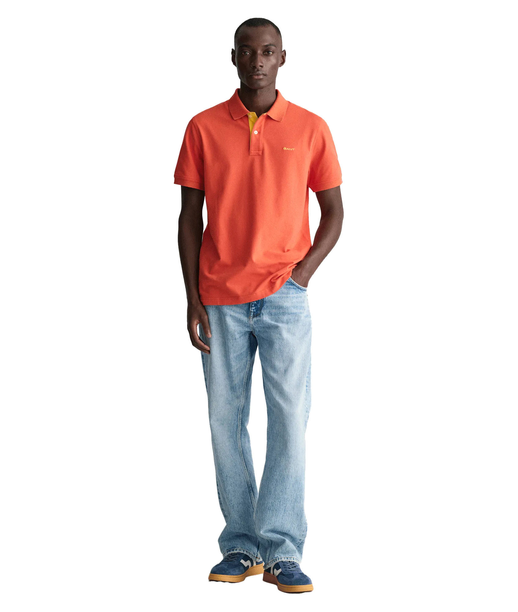 Contrast Piqué Polo Shirt - Orange