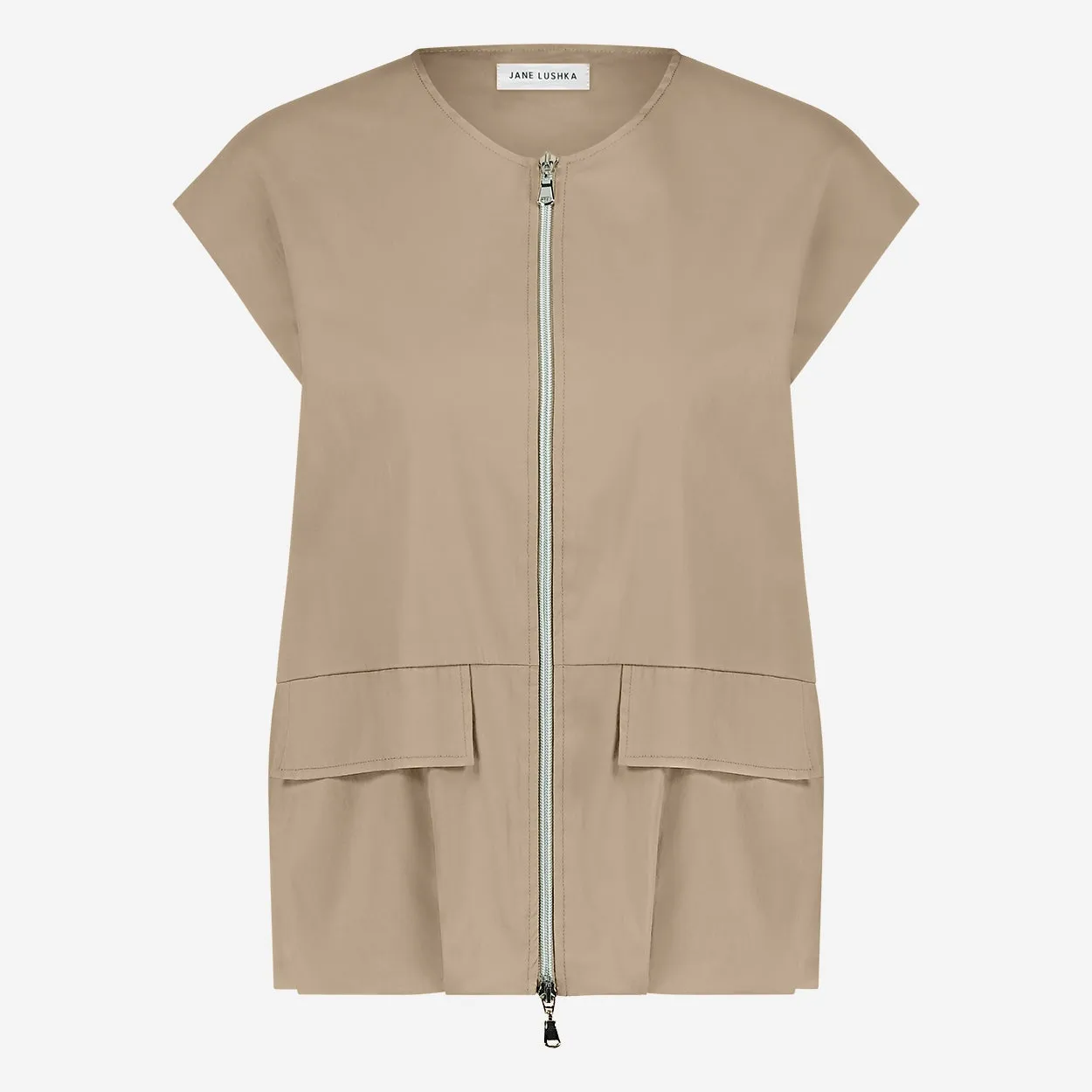 Costante cotton sleeveless jacket | Beige