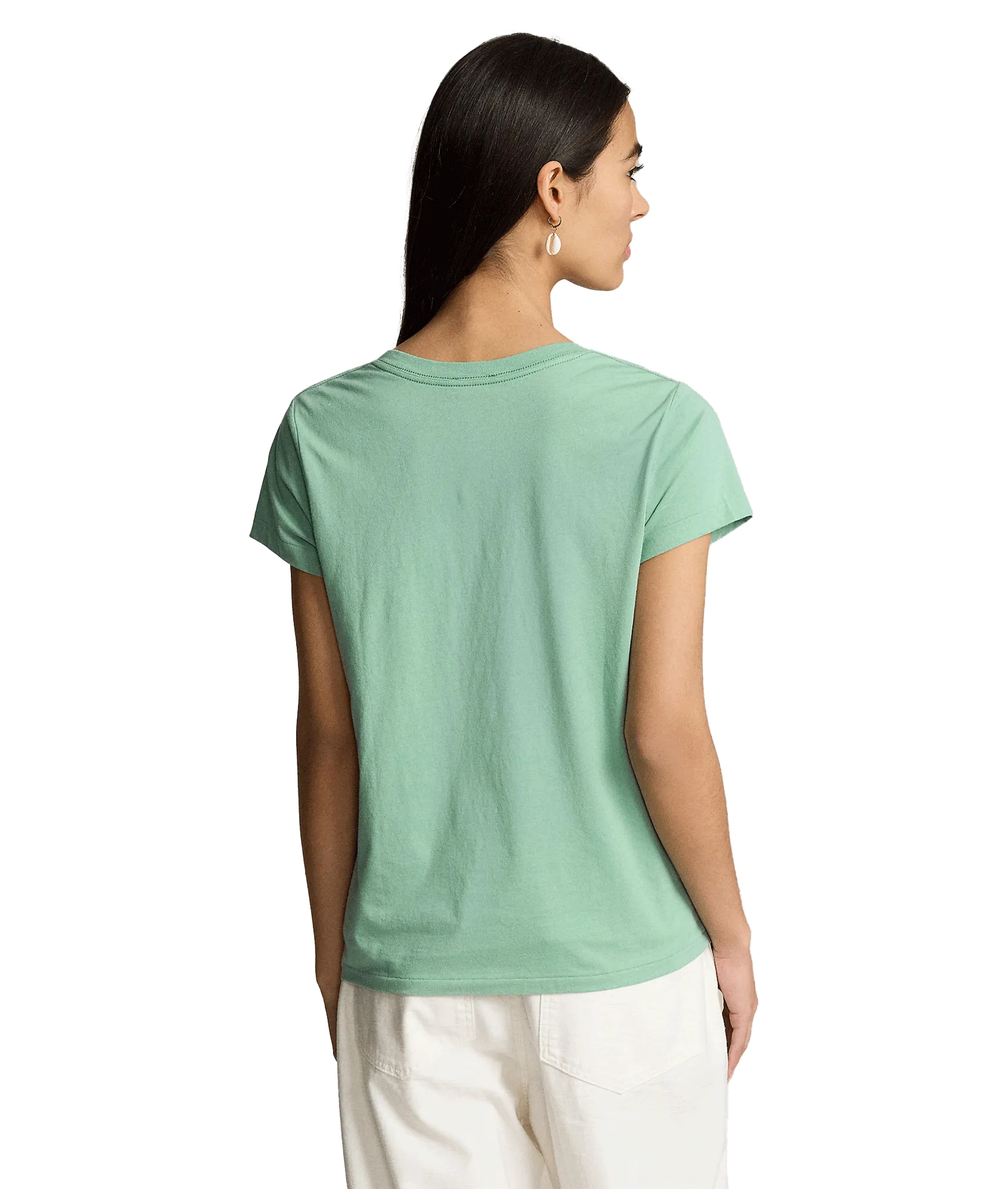 Cotton Jersey V-neck Tee - Green