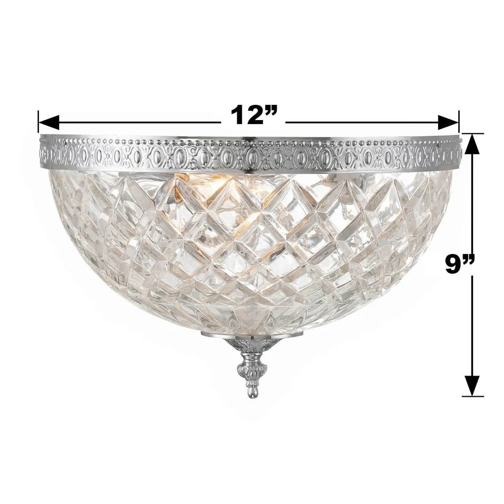 Crystorama 3 Light Polished Chrome Crystal Flush Mount