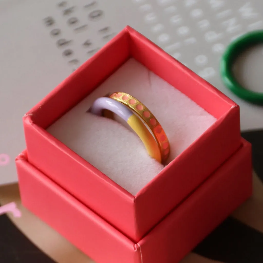 Double Color Ring - Bright Yellow - Lavender