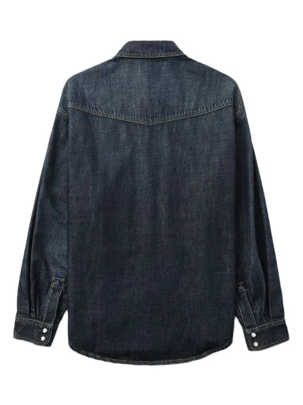 DW MONOGRAM LOGO-EMBROIDERED DENIM SHIRT