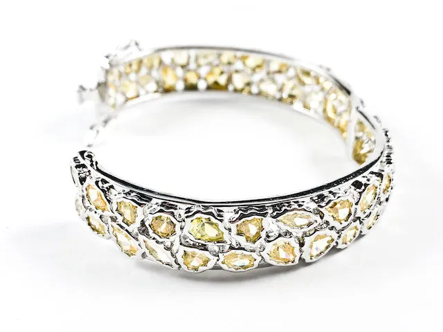 Elegant Yellow Color Mix Shape CZ Design Brass Bracelet