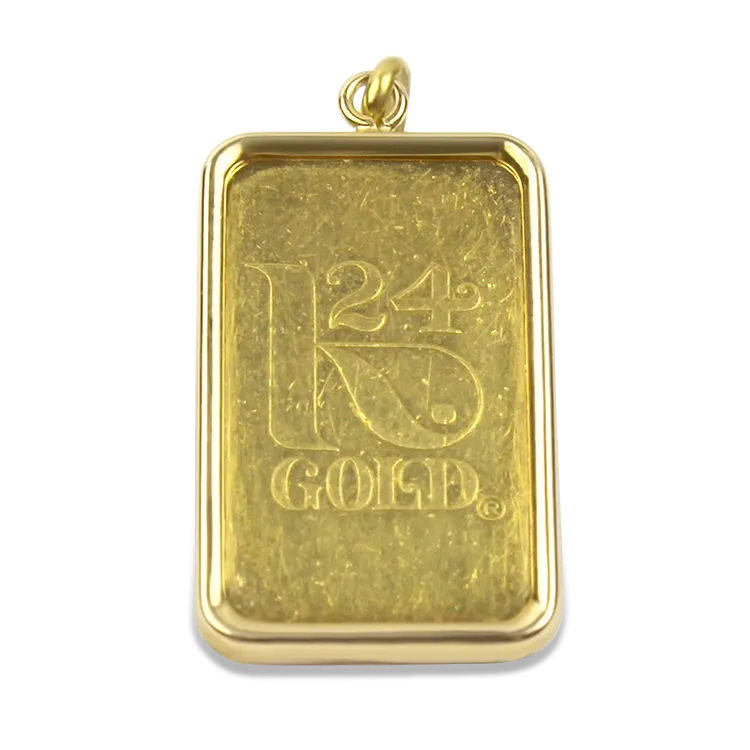 Estate 24K Yellow Gold Bar Pendant