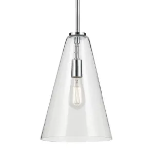 Everly 15" 1-Light Cone Pendant Light with Clear Glass, Chrome Finish