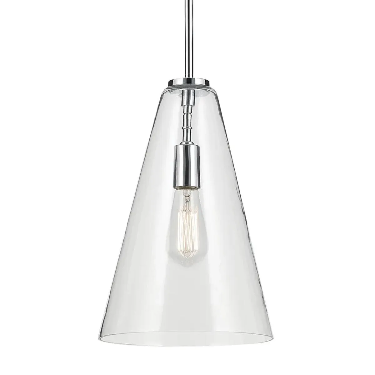 Everly 15" 1-Light Cone Pendant Light with Clear Glass, Chrome Finish