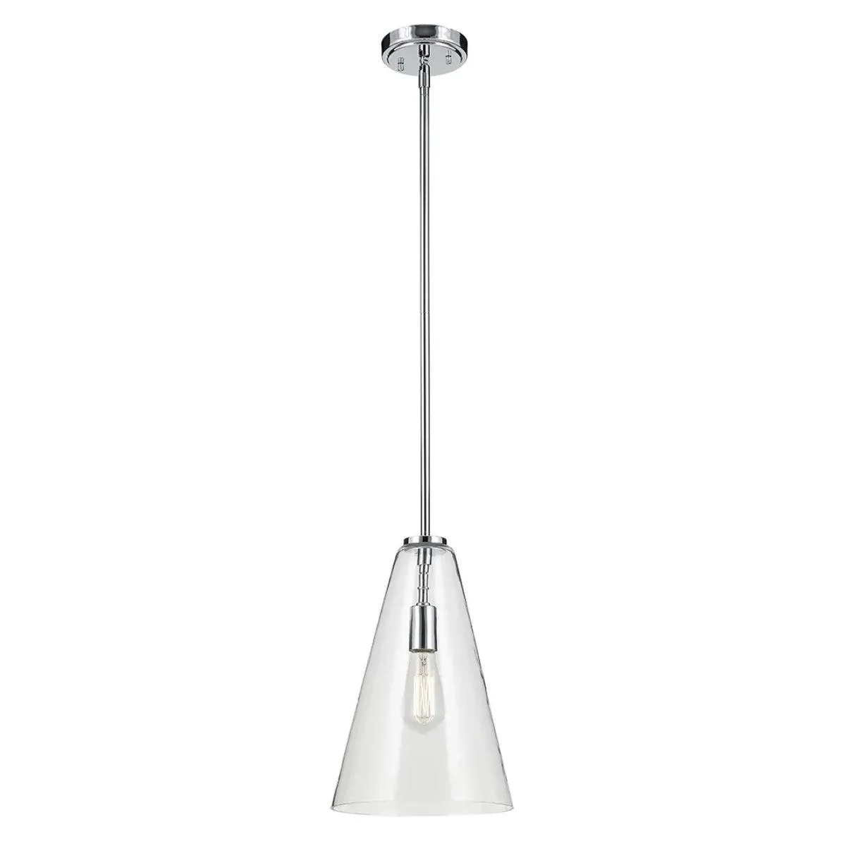 Everly 15" 1-Light Cone Pendant Light with Clear Glass, Chrome Finish