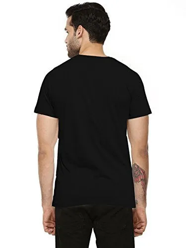 Fanideaz Mens Round Neck Half Sleeve Raglan Fancy V for Vendetta Premium Cotton Tshirt_Black_L