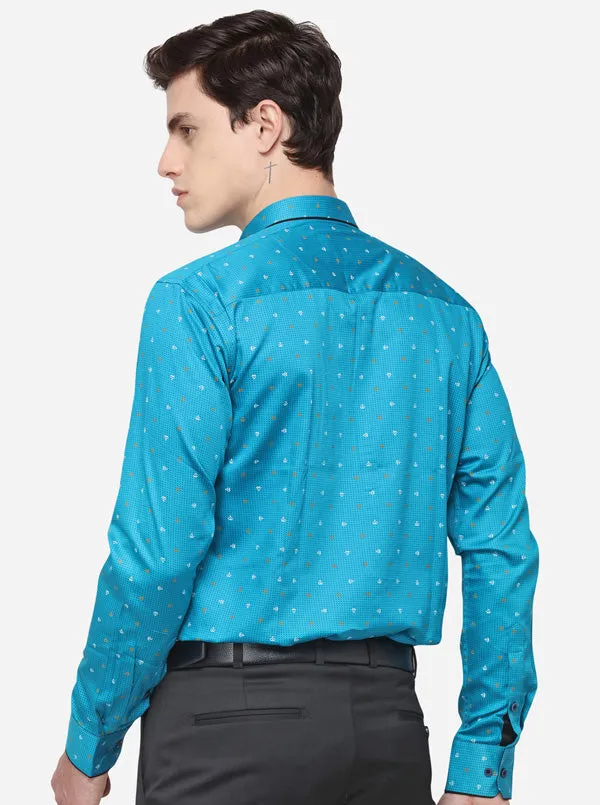 Firozi Printed Slim Fit Party Wear Shirt | Greenfibre