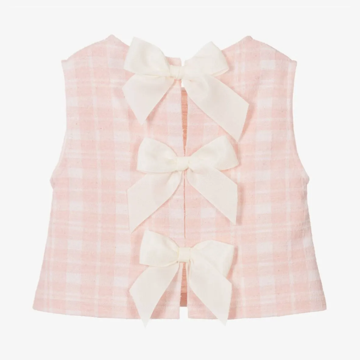 Girls' Pink Plaid Sleeveless Top