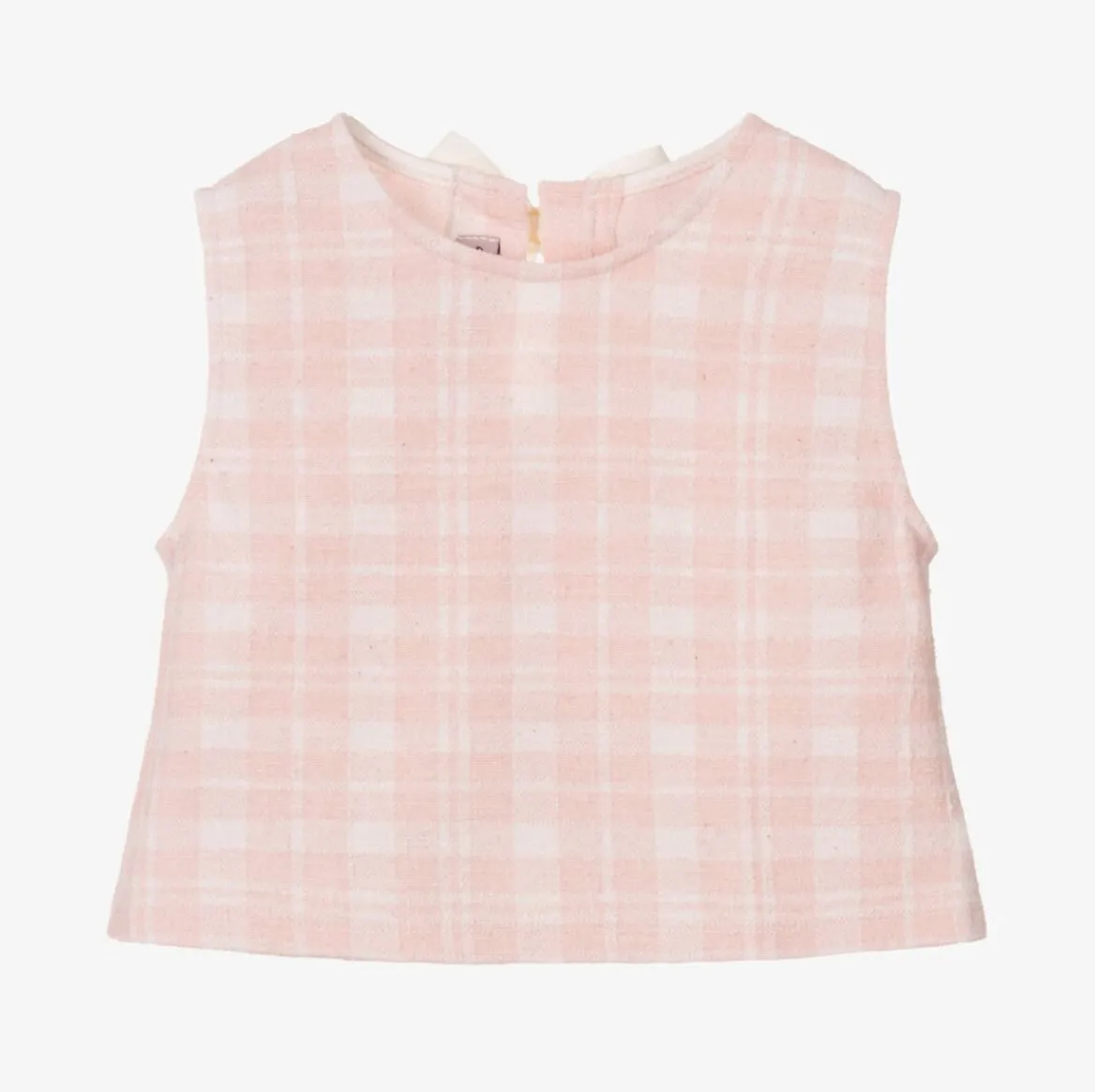 Girls' Pink Plaid Sleeveless Top