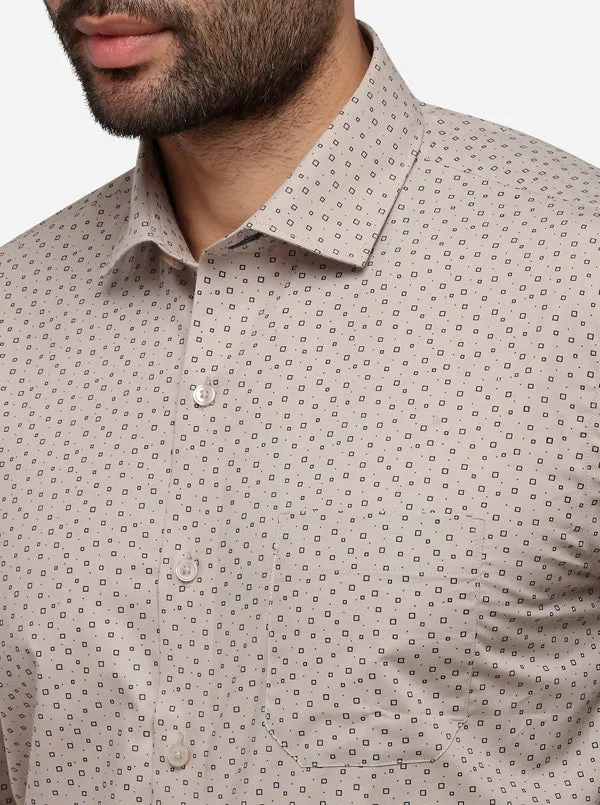 Grey Printed Regular Fit Formal Shirt | Greenfibre