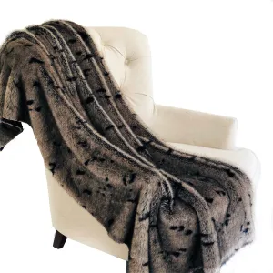 Gunmetal Gray Tones Tissavel Faux Fur Luxury Throw