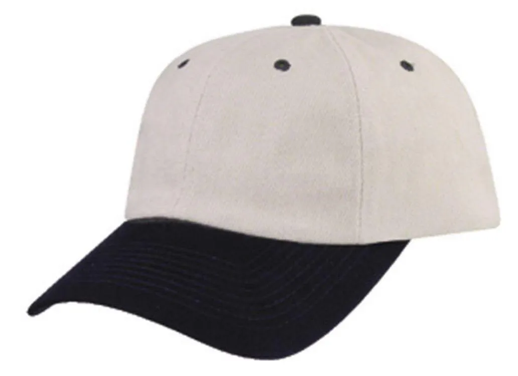 Heavy Brushed Cotton Low Crown 6 Panel Baseball Hats Caps Solid Two Tone